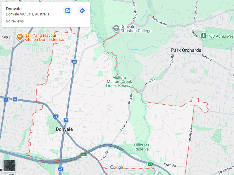 Donvale map area
