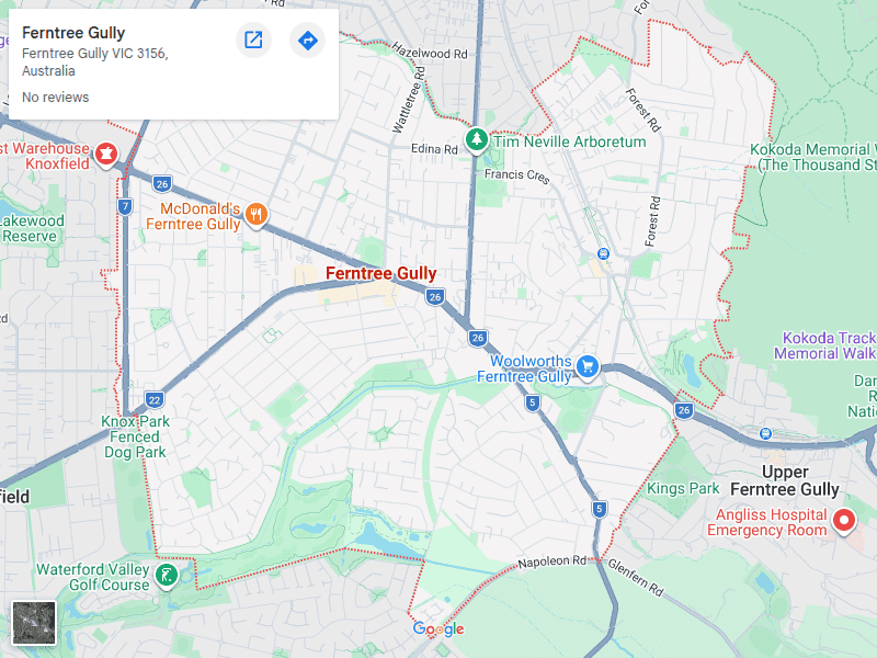 Ferntree Gully map area