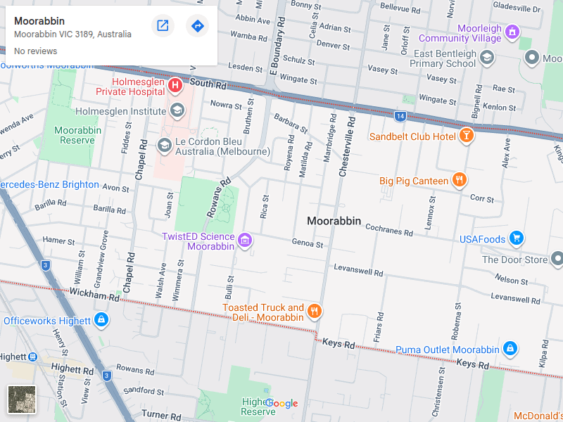 Moorabbin map area